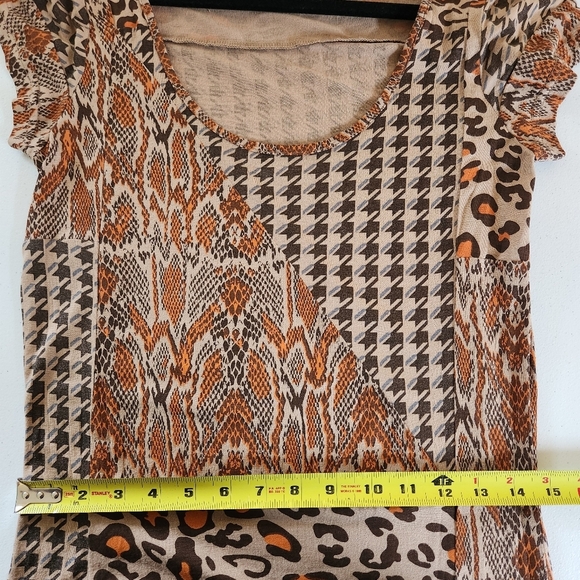 Chan Luu Patchwork Leopard Animal Print Maxi Dress Bodycon Short Sleeve Small - Picture 7 of 9